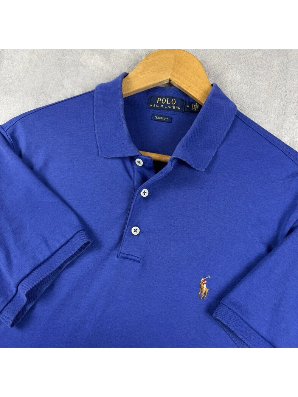 Polo Ralph Lauren Men M Blue Classic Soft Touch Pony Polo Shirt Cotton Preppy